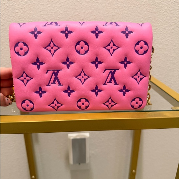 Louis Vuitton Lambskin Embossed Monogram Pochette Coussin Rose Violet - Picture 5 of 11